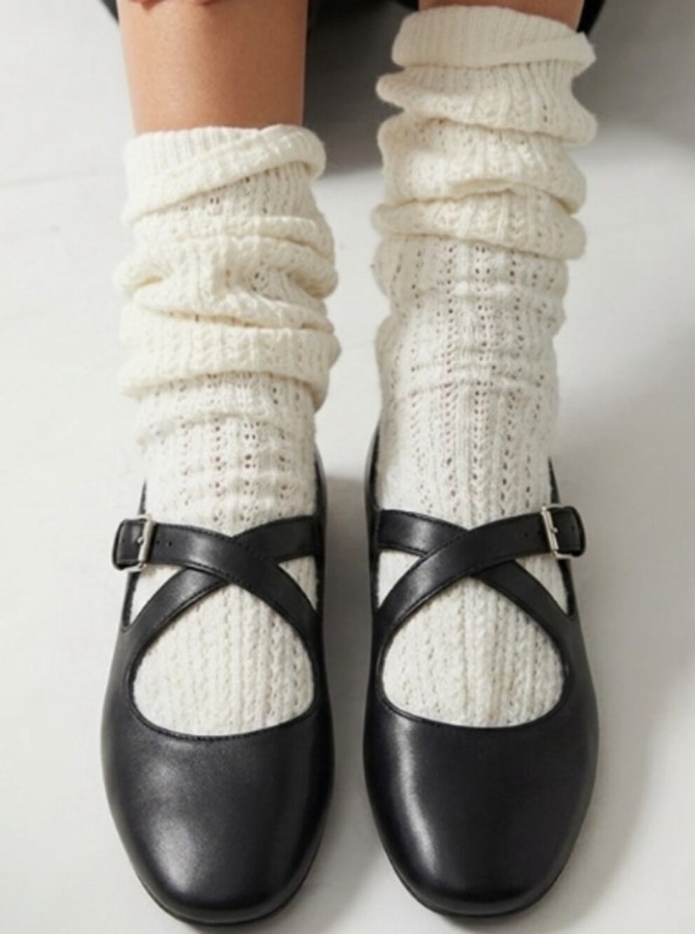 Anthropologie Maeve CrissCross Strap Mary Jane Flats in Black Sz. 9